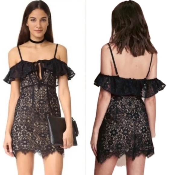 For Love And Lemons Dresses & Skirts - FOR LOVE & LEMONS "Rosemary" Cold Shoulder Lace Mini Dress - Size S